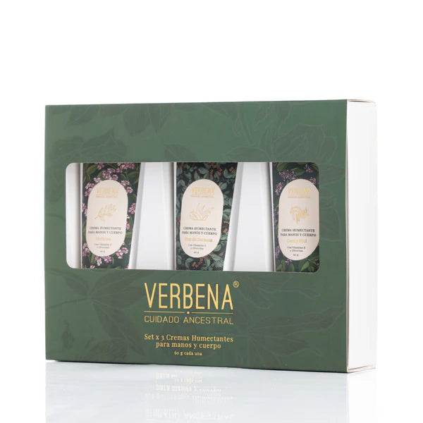 SET X3 CREMAS HUMECTANTES PARA MANOS Y CUERPO 60G VERBENA